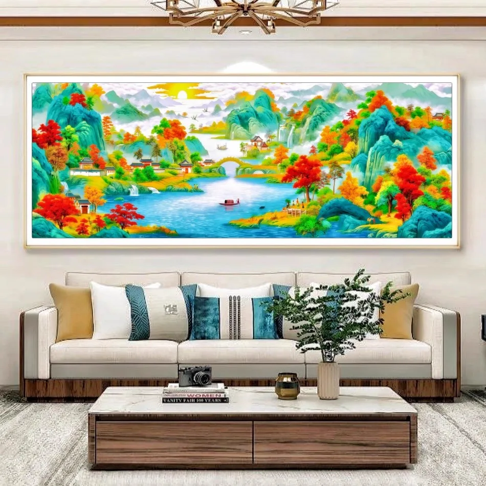 

Landscape scenery 9CT DIY Chinese Kits Embroidery Pattern Printed Stampe Cross Stitch Cotton-thread