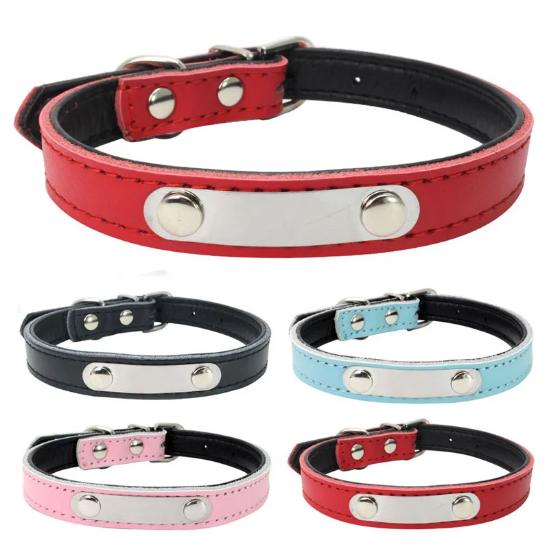 

Leather Cat Collar Personalized Cat Collar For Puppy Small Dogs Pet Kitten Nameplate Collar Free Engraving Adjustable