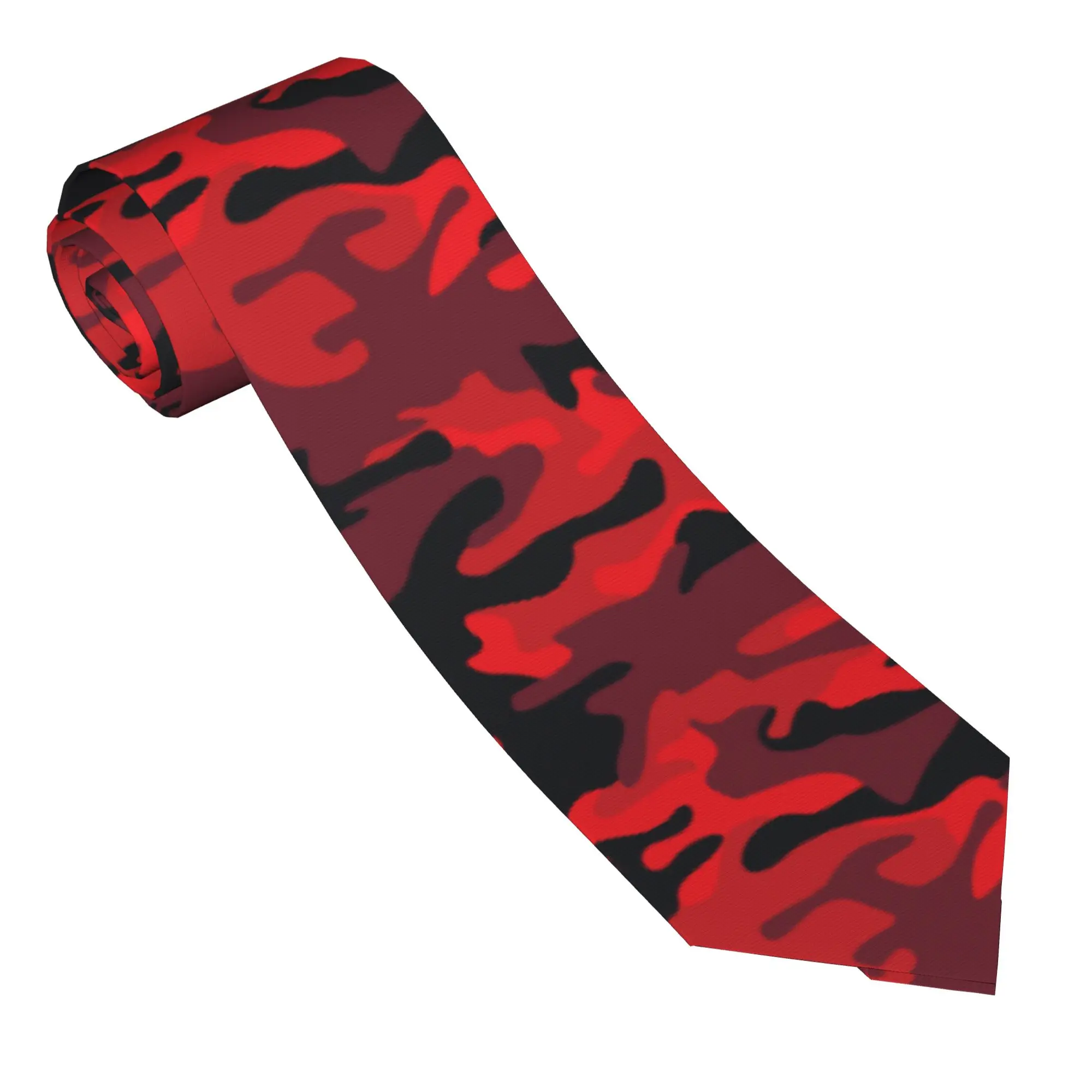 Military Red Camouflage Necktie Unisex 8 cm Camo Texture Neck Tie for Men Skinny Classic Accessories Gravatas Wedding Party