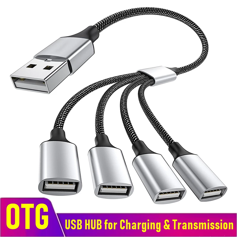 Type C USB 4 Port HUB OTG Adapter Data Trasnfer Phone Charger Extender 3 In 1 USB HUB Splitter Cable For PC Laptop Notebook Mac
