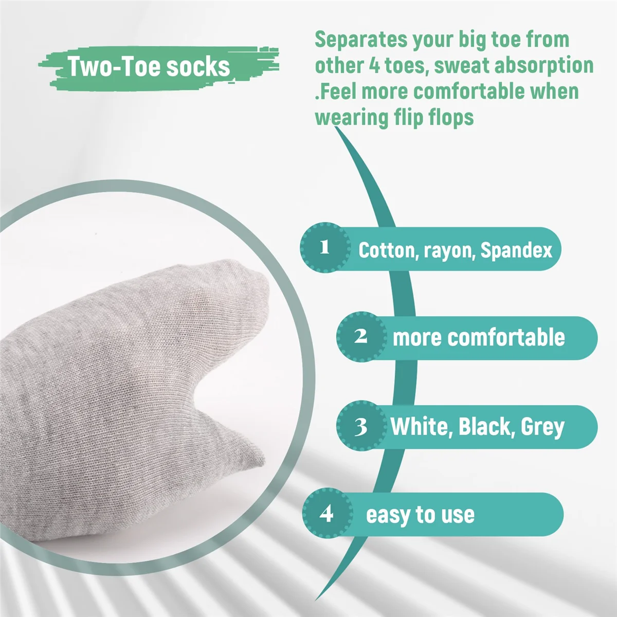 

IN Stock~3 Pairs Japanese Flip Flop Sandal Split Toe Tabi Geta Zori Socks White+Black+Grey