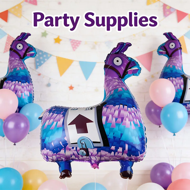 Fortnight Aluminum Foil Balloons Themed Shooting Game Cartoon Characters Figure Alpaca Llama for Birthday Party Decoration Gifts view 2