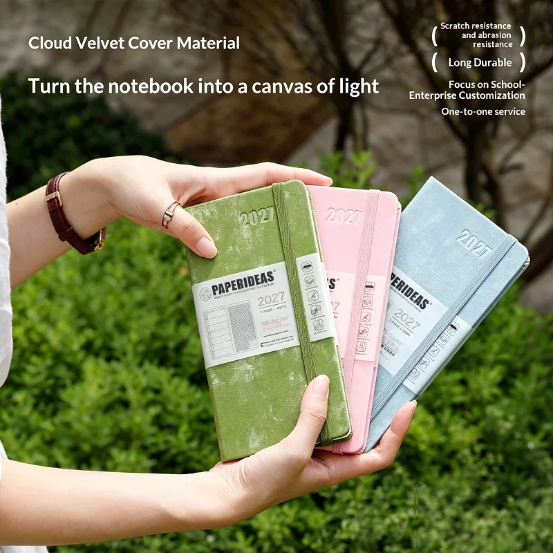 2027 Weekly Planner Notebook Portable Agenda Organizer Cloud Velvet Cover 88 Sheets Acid Free Paper No Ink Bleed Smooth Writing