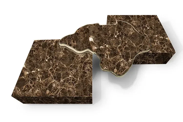 Portuguese light luxury natural marble coffee table, designer villa large flat living room high-end irregular coffee table