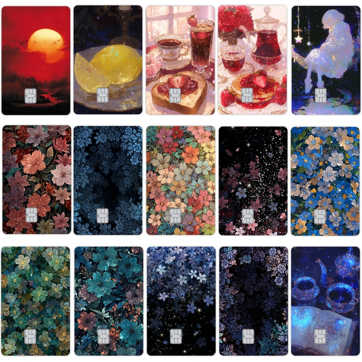 

Retro Anime Fashion Flower Laser Film Debit Bank Credit Card Skin Cover Stickers for Small Big No Chip Exquisite Decor Decal Toy