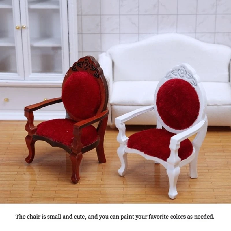 Y4qa 1:12 House bambola in miniatura mobili da soggiorno in legno per bambola chai
