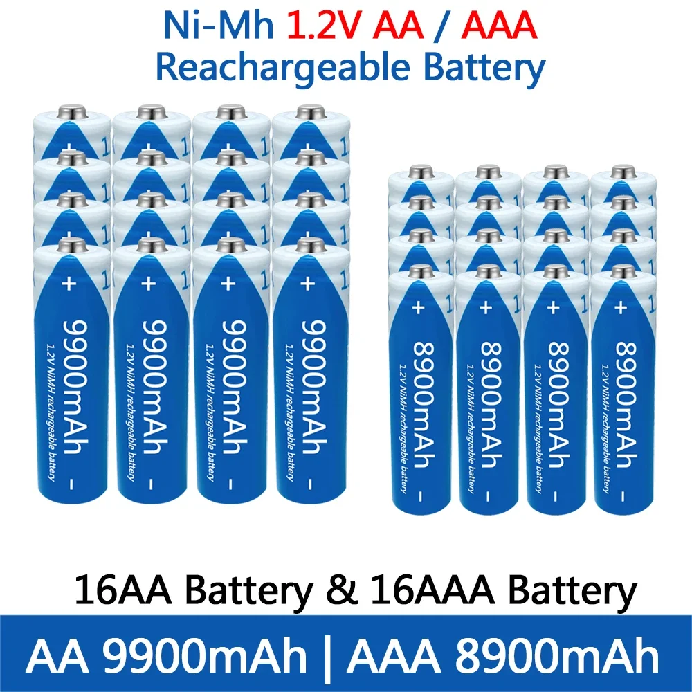 2024 nowy akumulator AA AAA 1,2 V bateria NIMH o dużej pojemności 9900 mAh akumulator do zabawek mysz zdalnie sterowana