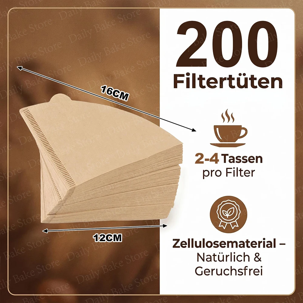 Natural Cone Coffee Filters #2, Unbleached Size 02 Coffee Paper Filter for 2-4 Cups, Fits V60 Cone Drippers & Drip Coffee Makers