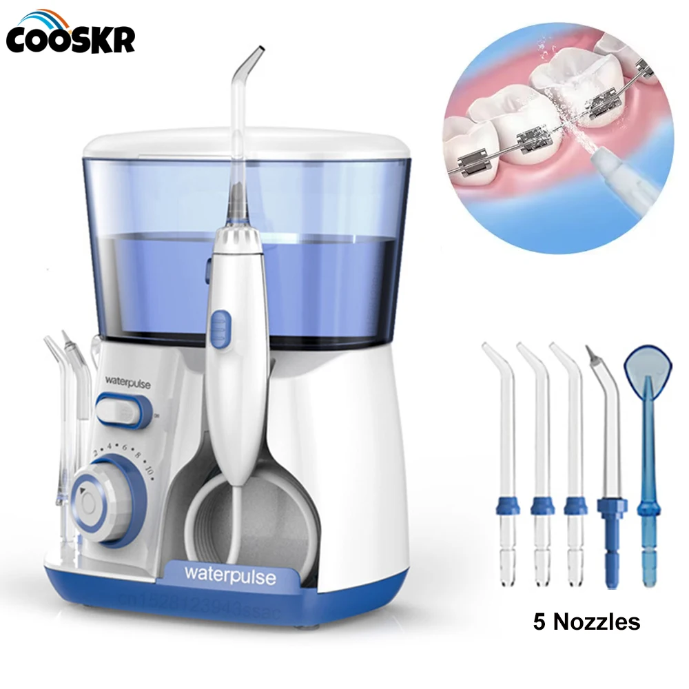 

Oral Irrigator Electric Water Flosser For Tartar Removal 5x Tips 800ml Large Capacity Oral Hygiene Dental Flosser For Oral Care