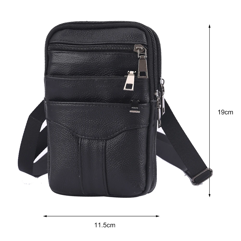 Men Stylish Crossbody Bag Multi-Layer Leather Vintage Waist Pouch Lightweight Fashion Sling Bag Male Travel Outdoor Bag