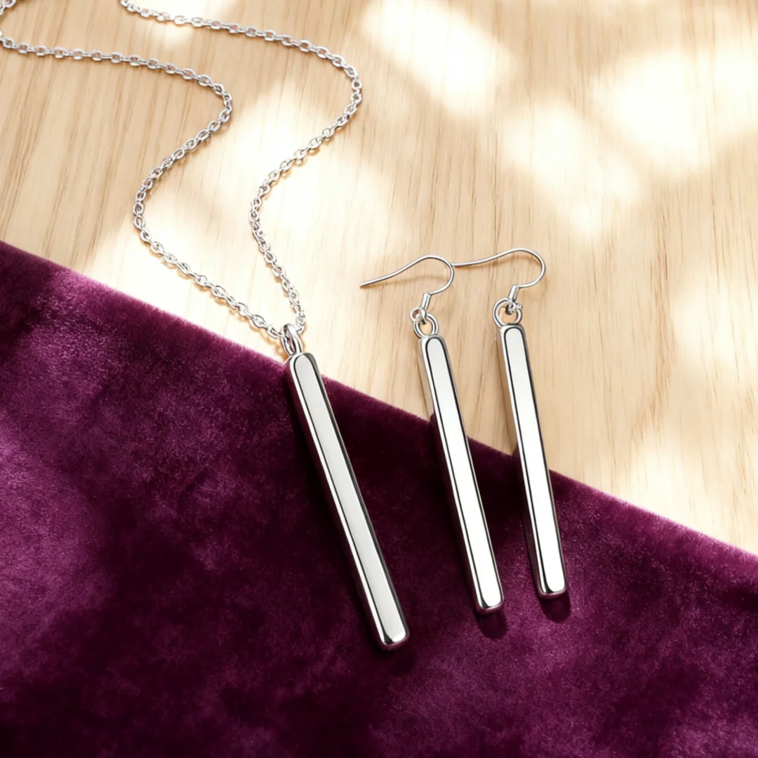 New popular 925 Sterling Silver precious cuboid pendant necklace earring for women fashion designer jewelry sets party wedding