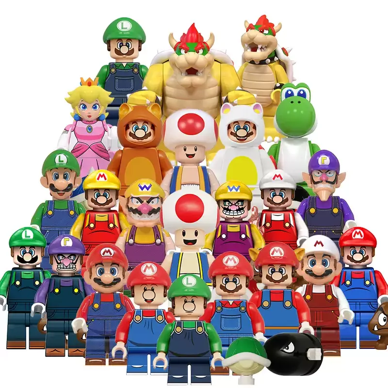 building block anime cartoon characters Chip Dale Woody Donald Duck Mario mini Assembly brick figurines birthday gifts