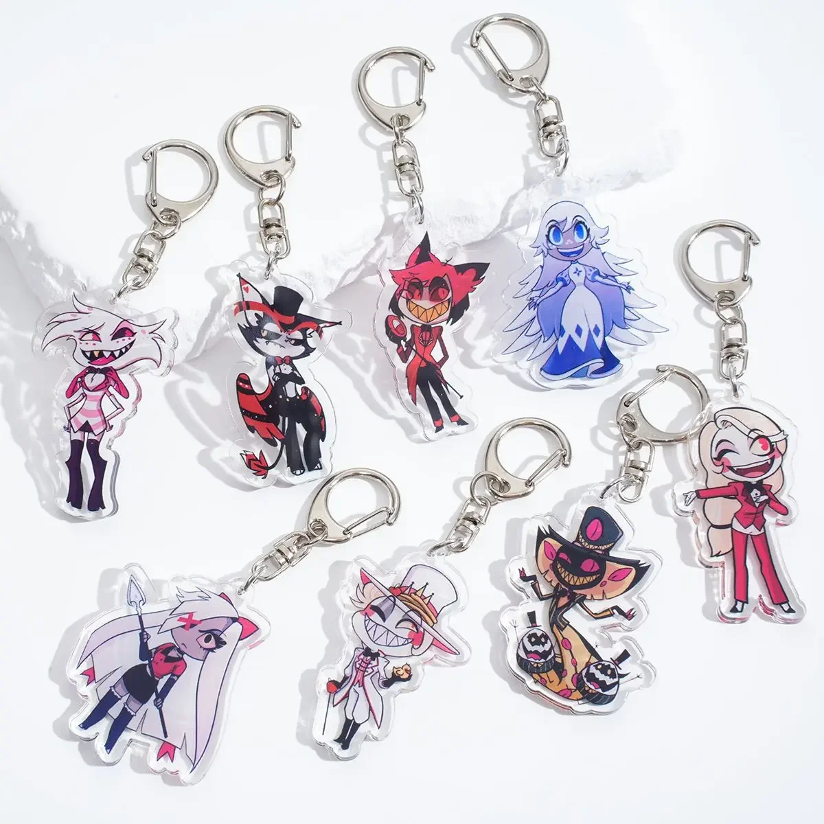 Acrylic Cartoon Anime Pendant Keychains Holder Car Key Chain Key Ring Phone Bag Hanging Jewelry Gifts Accessories Hazbin Hotel