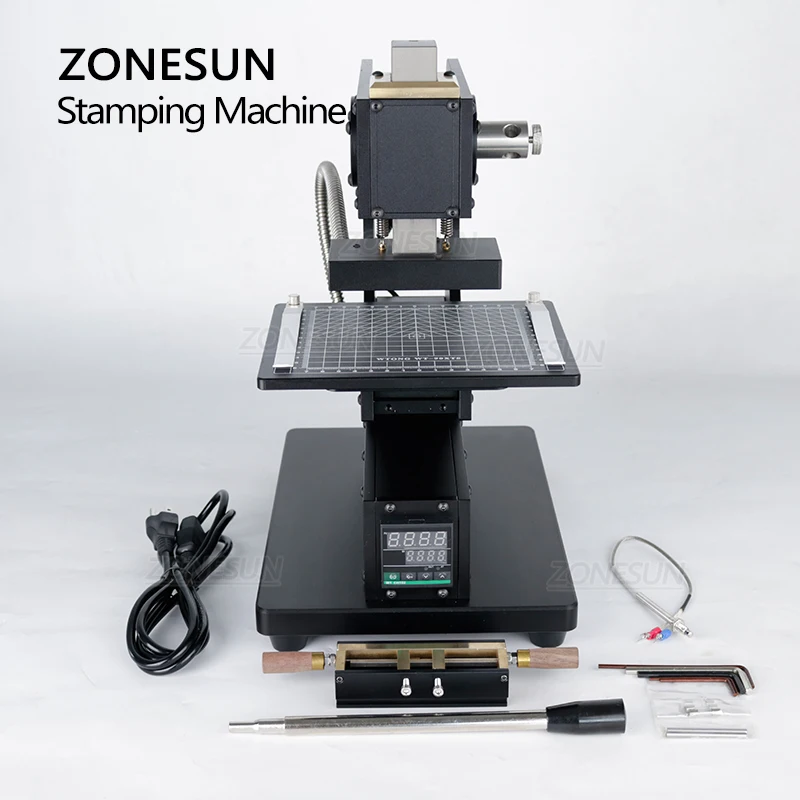 ZONESUN Manual Leather Wood Wallet Hot Foil Stamping Machine Heat Press Machine Presses Tool with Infrared Locator