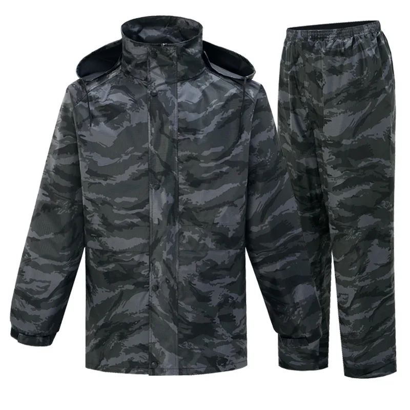 Camouflage Split Raincoat and Rain Pants Set, Hiking, Field Duty, Fashion