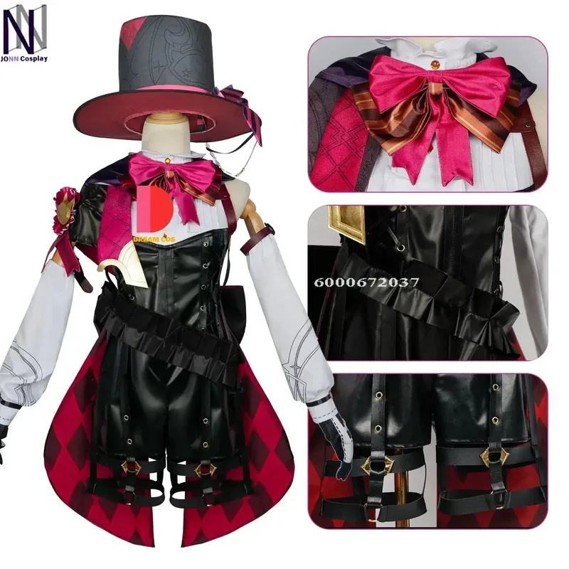 جينشين تأثير لعبة فونتين ليني تأثيري حلي الساحر الجلود موحدة شعر مستعار قصير قفاز التوائم هالوين كرنفال الزي