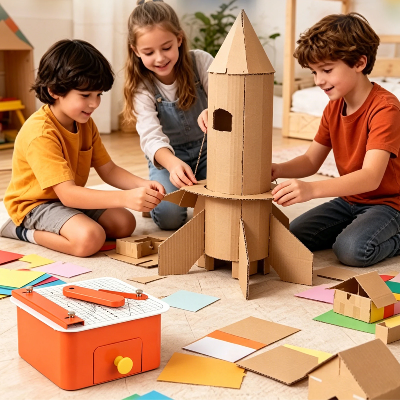 Cardboard Cutter for Kids Aged 5 and  Hand‑crafted Recycled Boxes 0-5mm Cutting Depth Concealed Blade Classroom Home Art