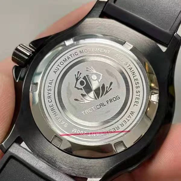 Tactical Frog Men Diver Watch 45.5MM Military Automatic Mechanical Wristwatch PVD Black Case 20ATM Waterproof Luminous NH35