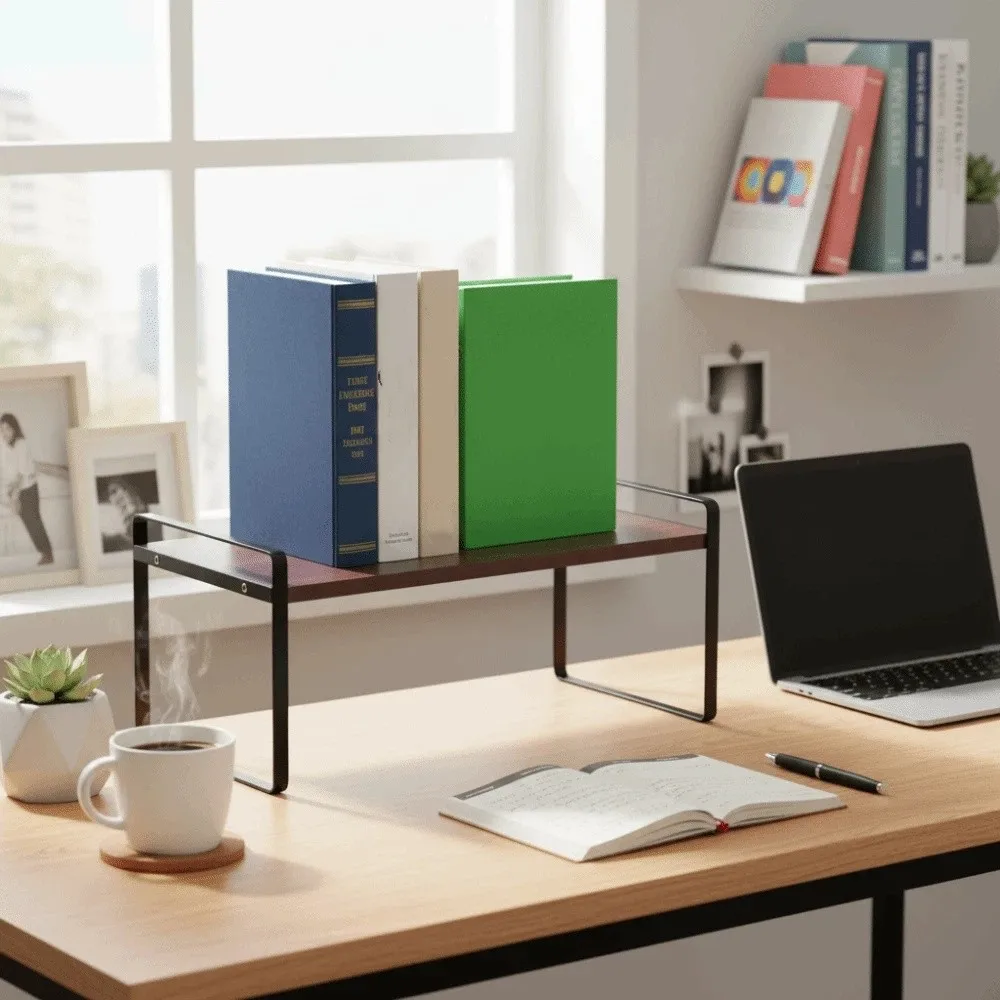

Desktop Organizer Wooden Book Rack Strong Load-bearing Smooth Edge Display Rack Minimalist Thickened Magazine Shelf Home
