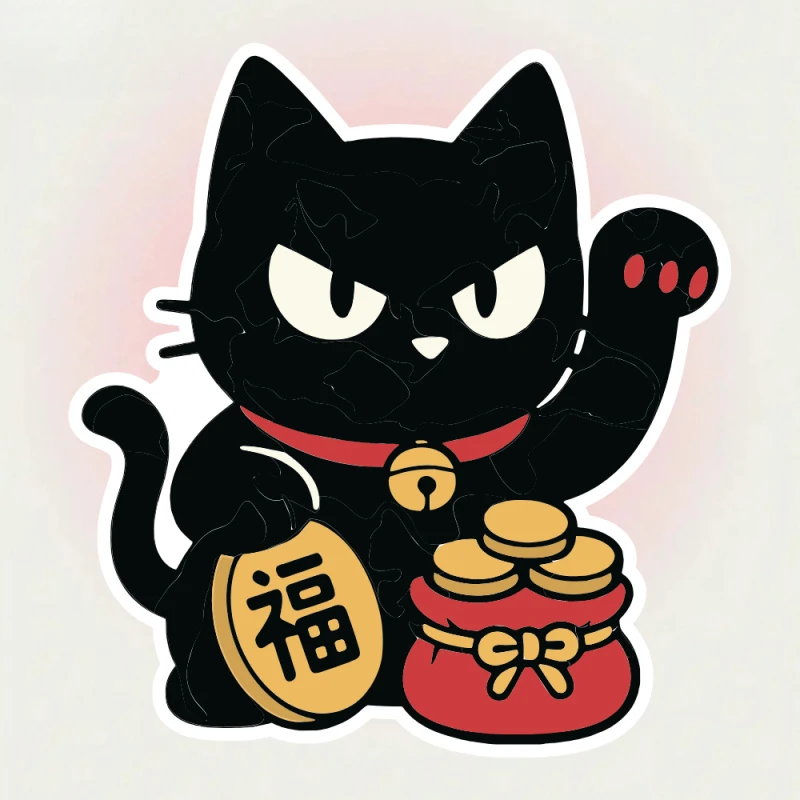 Dark Fortune Cat is a cute contrast sticker that is both attractive and eager to make money