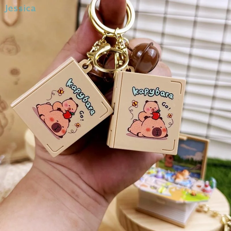 ♥ ثلاثية الأبعاد كابيبارا قابلة للطي حجم صغير أضعاف كتاب المفاتيح لعب الاطفال حقيبة قلادة #4
