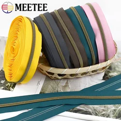 2/3/5M Meetee 5# Nylon Zipper Colorful Tape Bronze Teeth Open-End Zips Tailor for Bags Clothes Repair Kit DIY Sewing Accessory