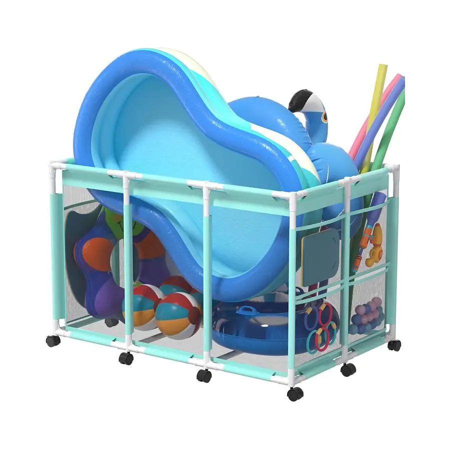 XXL Pool-Aufbewahrungsbox, Nylon-Netz Schwimmbecken-Organizer für Schwimmreifen, Schwimmbrillen, Bälle, Outdoor-Pool-Spielzeug-Aufbewahrung
