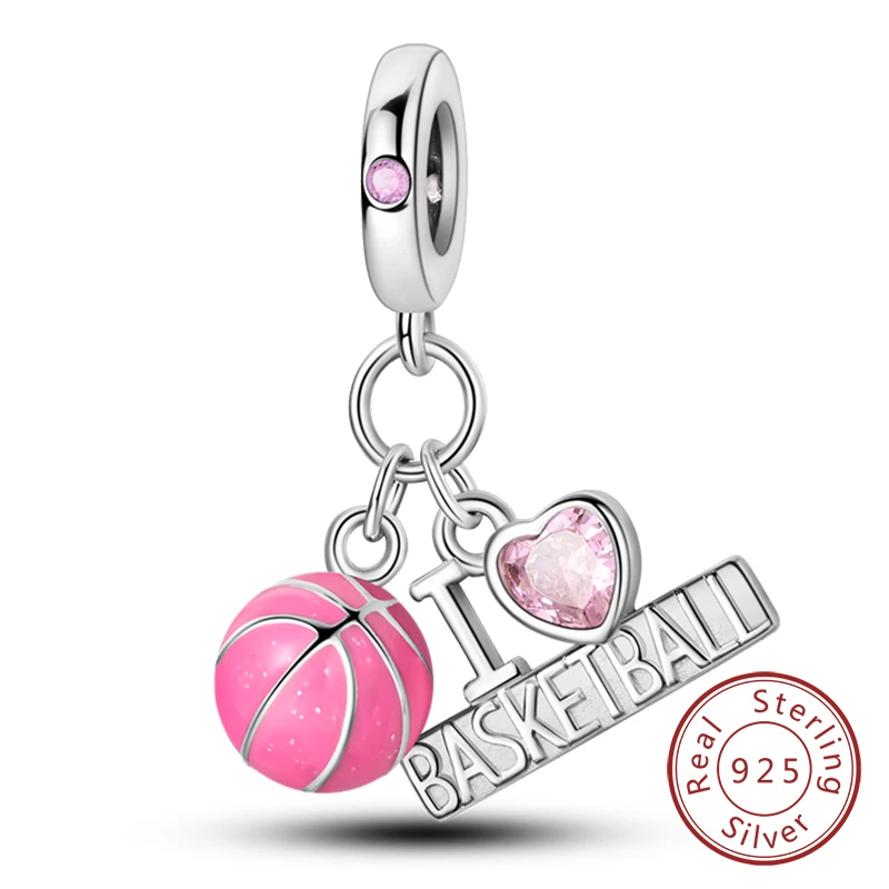 Charm-Anhänger aus 925er-Sterlingsilber, rosa, passend für Original-Charm-Armbänder, Halsketten, Perlen, DIY-Schmuckzubehör