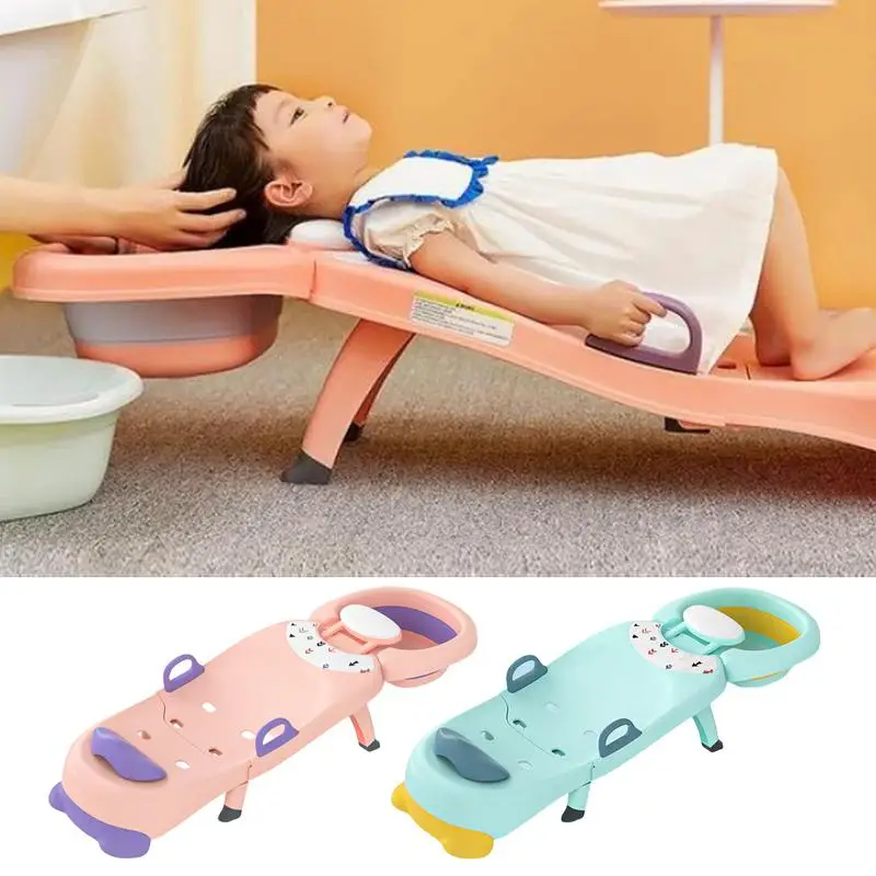 Portable Kids Shampoo Chair Foldable Salon Seat Chair With Shampoo Basin For Boys Girls Bath Product