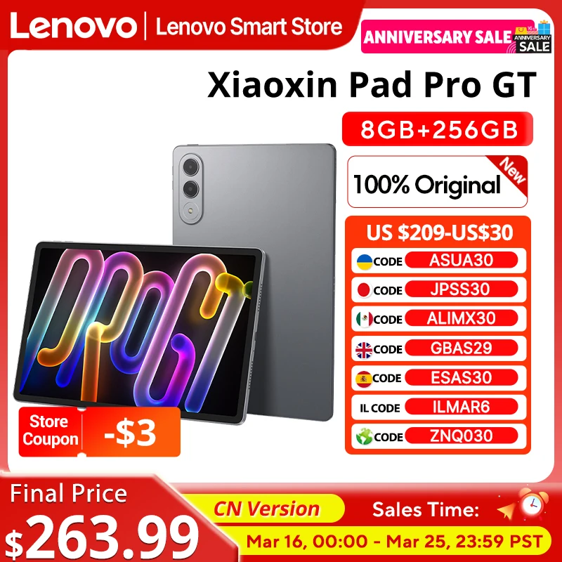 

Новый планшет Lenovo Xiaoxin Pad Pro GT Snapdragon 8 Gen 3 CN, версия, оригинальный 11,1-дюймовый 3,2K ЖК-дисплей, 144 Гц, 8860 мАч, Android Pad PC