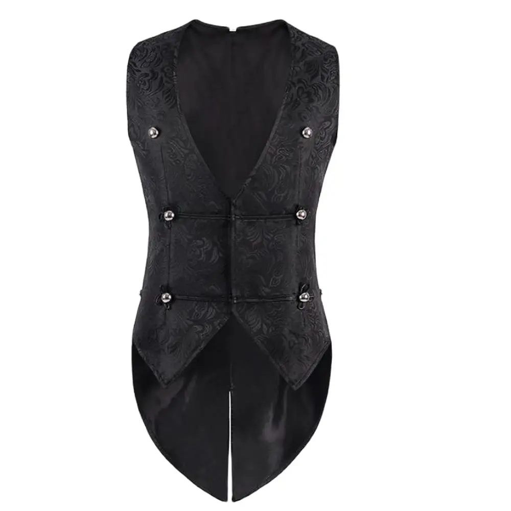 

Gothic Swallowtail Jacket Vest Victorian Tailcoat Party Costume Steampunk Renaissance Jacquard Medieval Waistoat Cosplay