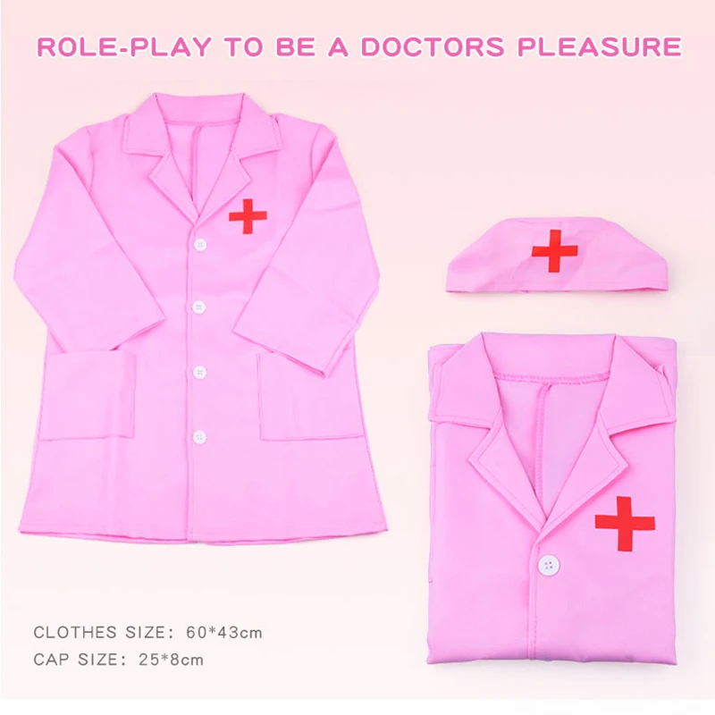 Children Pretend Play Game Simulation Doctor Nurse Coat Kindergarten Puzzle Set Role Playing Gifts for Kids Boys Girls