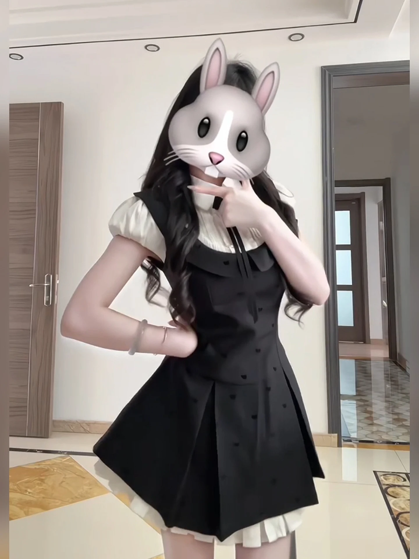 

Sweet Preppy Sle ort Dr Women's plus Size Fake Two-Piece Skirt Date Outfit Summer Korean Miu Sle Polyester Fiber