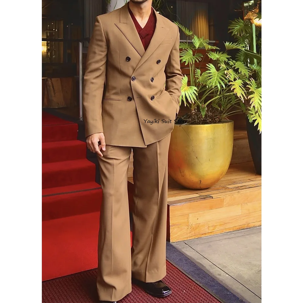 

Men's Classic Suit Fashionable Trends Costumes Casual Two-piece Set Polyester Double-breasted Solid Color Matching Sets Outfits