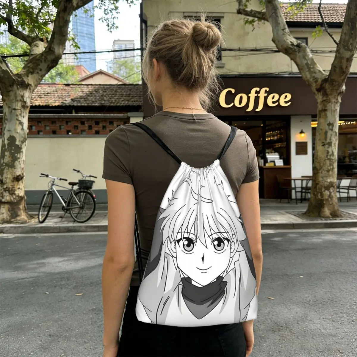 

Killua Zoldyck Anime Hunter X Hunter Backpacks Fashion Drawstring Bags Sundries Bag Book Bags for Man Woman School