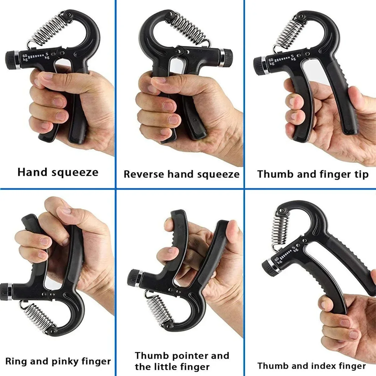 Hand Grip Gym Fitness Adjustable Count Finger Forearm Strength Muscle Recovery Gripper Exerciser Trainer Rehabilitation Training