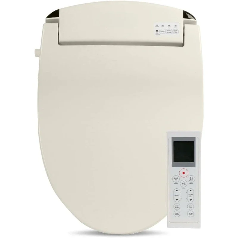 JX2 Elongated Bidet Toilet Seat, Beige, Endless Warm Water,Wireless Remote, Stainless Steel Nozzle, Sittable Lid home.