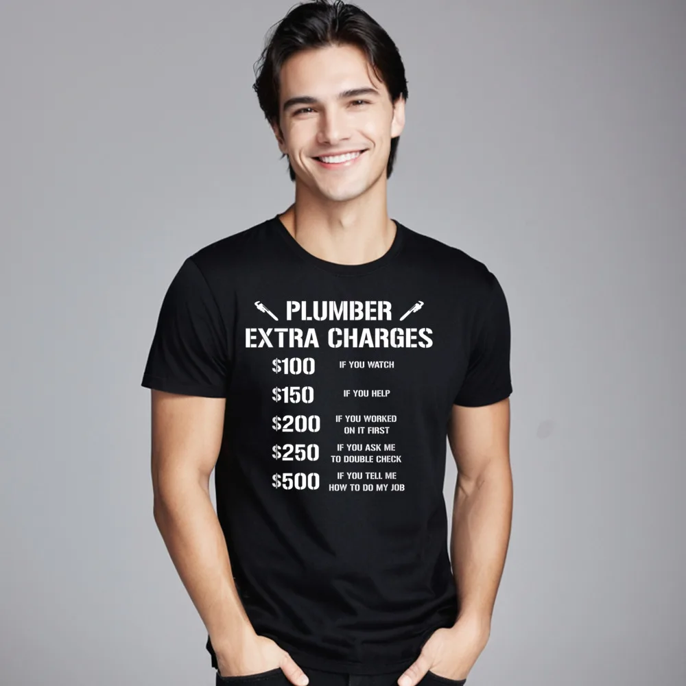 Funny Plumber T-shirt Plumber Extra Short Sleeve Tees Crewneck 100% Cotton Fabric Youth T Shirts Gift Tops Tees Family