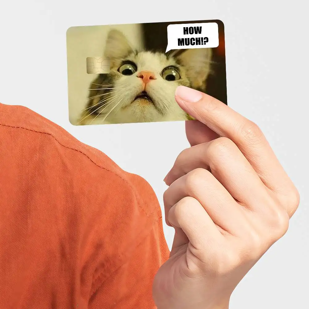 Funny Cat How Much! Credit Card Skin Stickers for Bank Card Bus Metro Card Sticker Waterproof