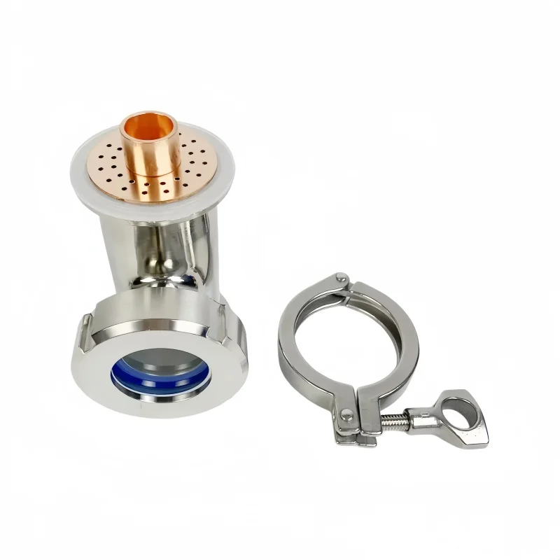 2 Inch 51mm OD64mm Tri-Clamp Sight Glass Tee With Copper Bubble Section Distillation Column Pipe Fitting Height 100mm