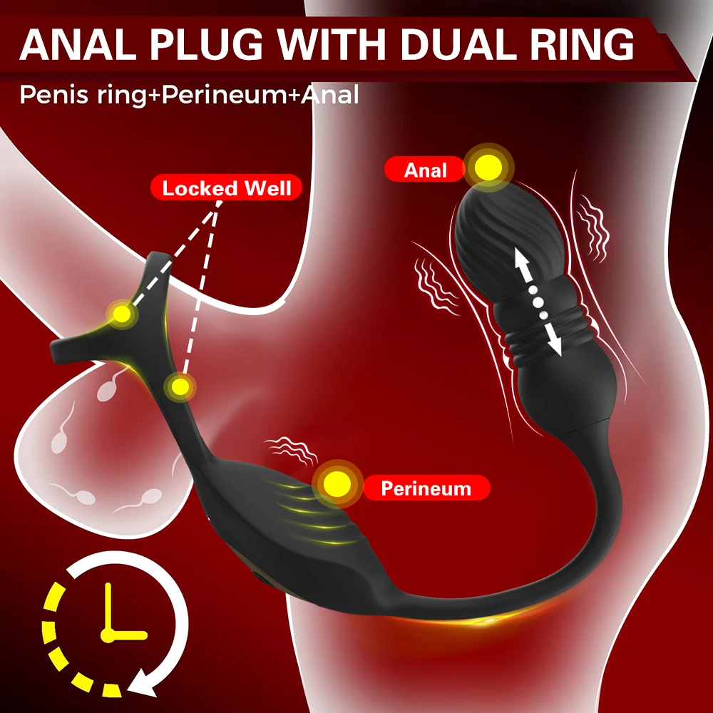 لاسلكي عن بعد تلسكوبي الشرج هزاز APP التحكم بعقب المكونات جهاز تدليك للبروستاتا مع حلقة القضيب العجان محفز AdultToy #5