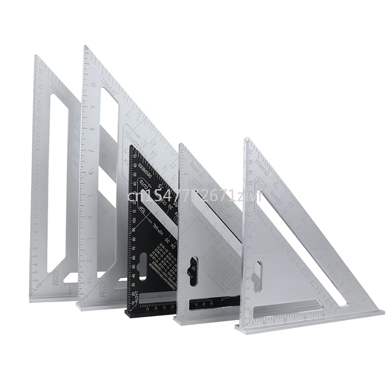 Aluminum Alloy Set Square 90 Degrees 45 Degrees Metric British Triangular Plate L-Square Thickened Angle Ruler