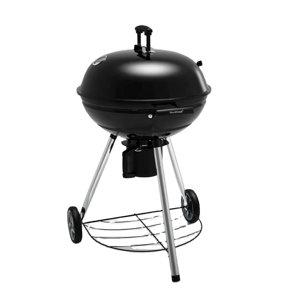 

22 Inch Premium 304 Stainless Steel Grid Outdoor Garden Portable Trolley Apple Shape Kettle Charcoal BBQ Grill