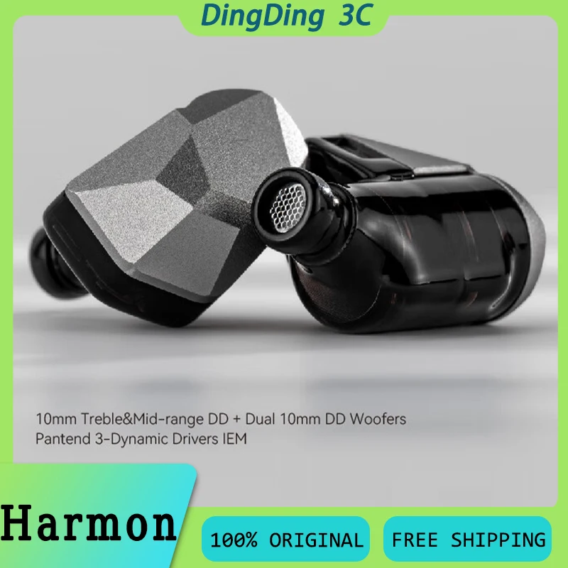 

Наушники-вкладыши Harmon HiFi, 10 мм, высокие и средние диапазоны DD + двойной 10 мм DD Woofers Pantend, 3-диночные драйверы, lEM, музыкальные наушники на заказ