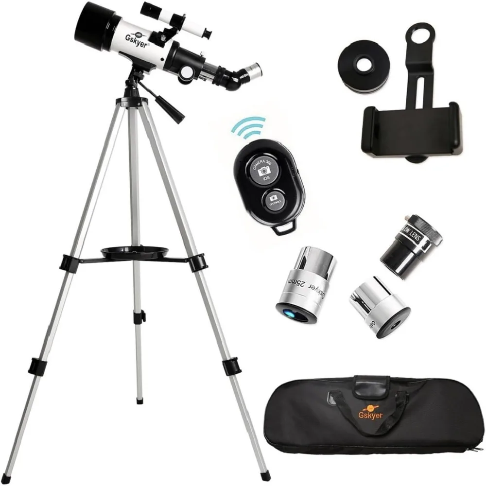 Portable 70mm Aperture 400mm AZ Mount Refracting Telescope for Kids and Beginners - Travel-Friendly Astronomical Telescope with