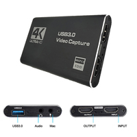 USB3.0 Video Capture Card for OBS Recorder 4K60Hz Converter 30hz Supports Mic for PC Camera Projector Capture Card