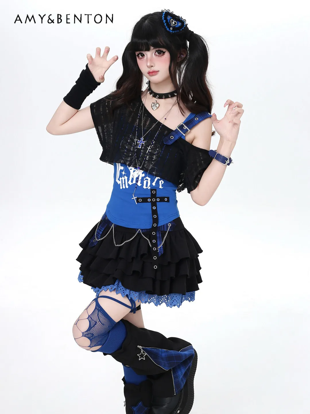 

Original Sweet Cool Y2k Subculture Slim Sling Vest Top Slanted Shoulder Short Thin Coat Summer New Gothic Hot Girl Sexy Tops
