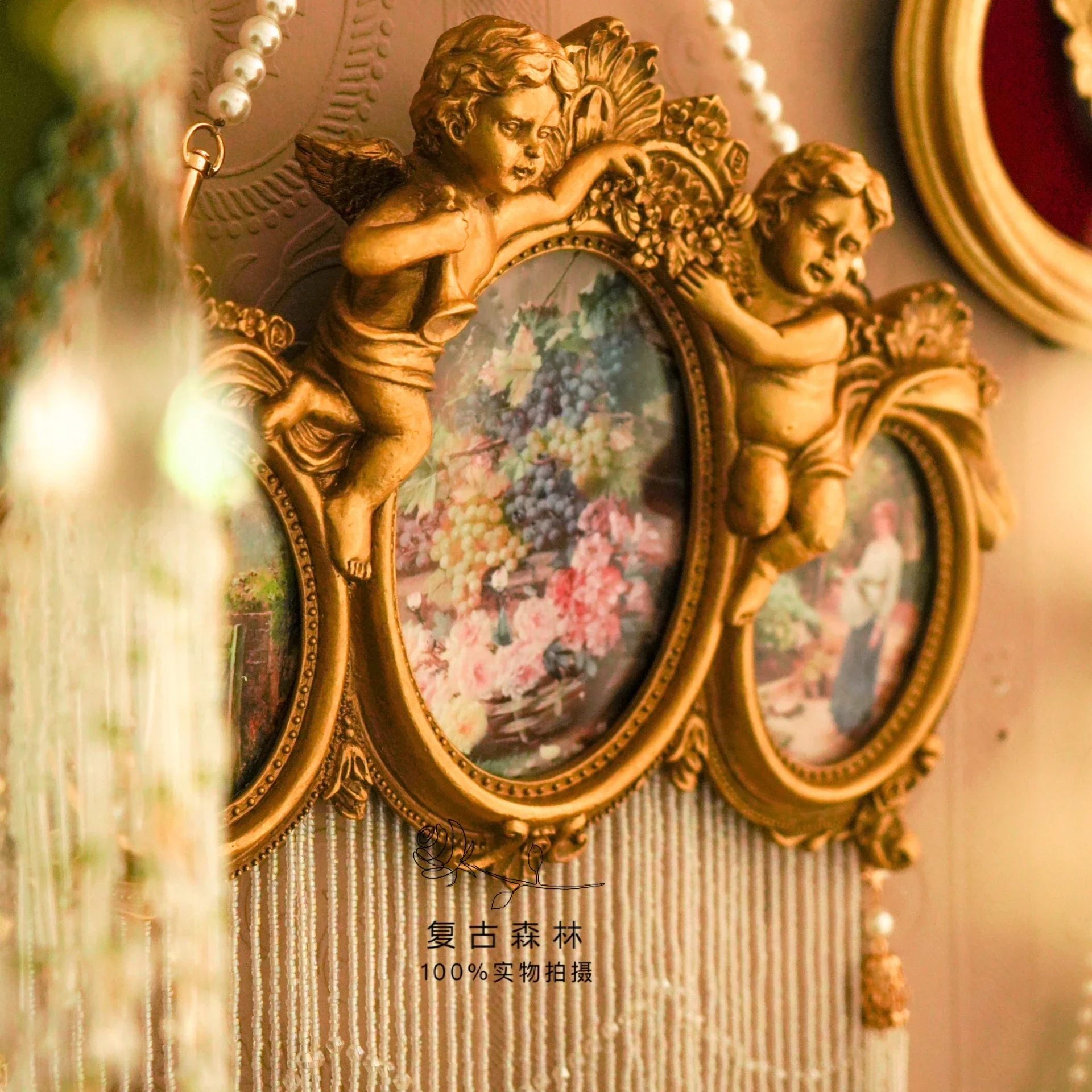 Retro forest French angel relief photo frame picture frame decoration home soft decoration wall hanging photo wall photo props