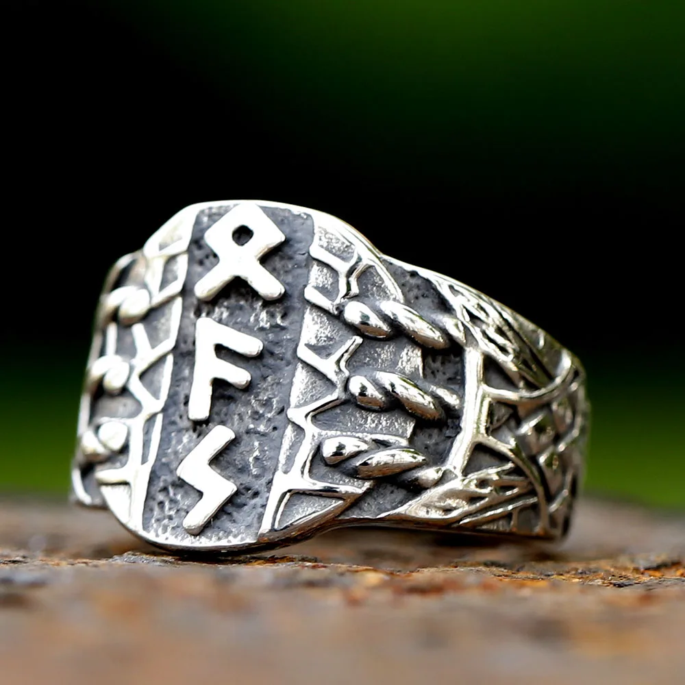 2023 NEW Men's 316L stainless steel rings Nordic VIKING Odin Rune Amulet fashion Jewelry for Gifts free shipping