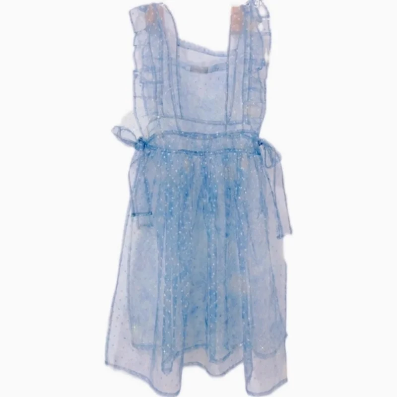 

Sissy Couple Cosplay Erotic lingerie Dress Sleeveless Soft Comfortable Dress Transparent Blue Three-Dimensional Jacquard Dress